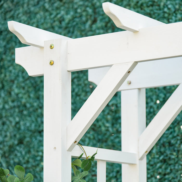 Outsunny Arbre De Jardin En Bois, Treillis D'arche De Jardin, Blanc