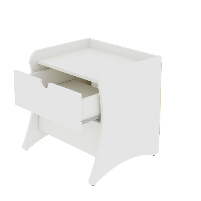 Table de nuit Coney style mid-century moderne 20\" en blanc (2 tiroirs)