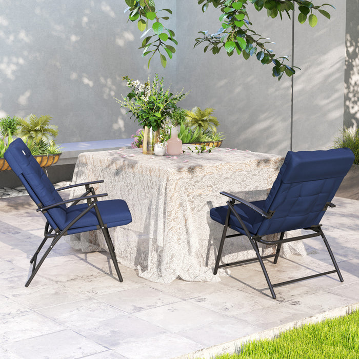 Outsunny Lot De 2 Chaises Pliantes D'exterieur, Chaises De Camping, Bleu