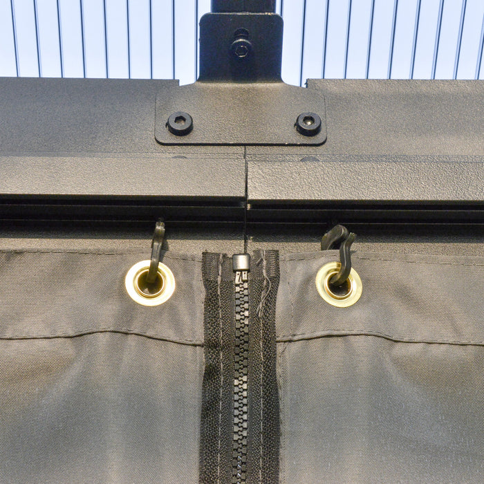 Outsunny 10 X 10 Ft Chapiteau De Gazebo A Toit Dur, Abri Resistant, Parasol Avec Rideau