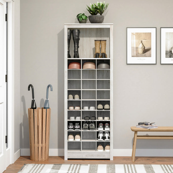Armoire de rangement pour chaussures Rustic Ridge champêtre - blanc vieilli