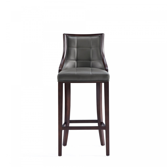 Tabouret de bar traditionnel en bois avec assise rembourree Fifth Avenue, graphite – Lot de 2