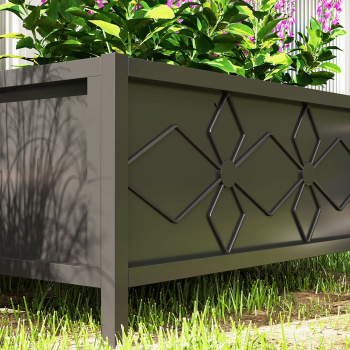Outsunny Jardiniere galvanisee avec trous de drainage, lit de jardin