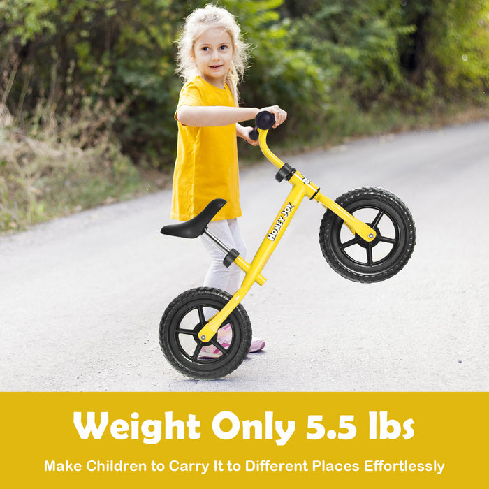 Honeyjoy Enfants Equilibre Velo Pas Pedale Velo D'entrainement W / Guidon Reglable Et Siege Jaune