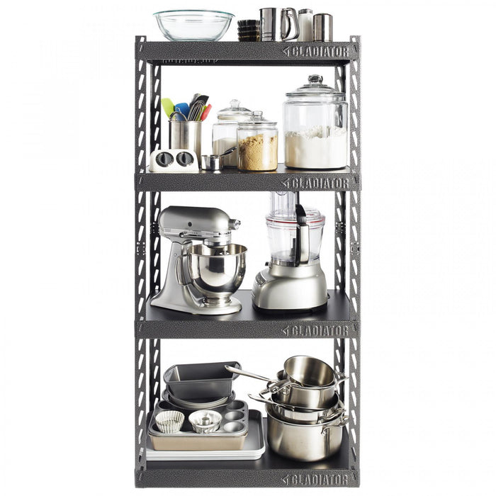 Étagère EZ Connect de 30 po de largeur à 4 tablettes de 15 po de profondeur de Gladiator - granite martelé