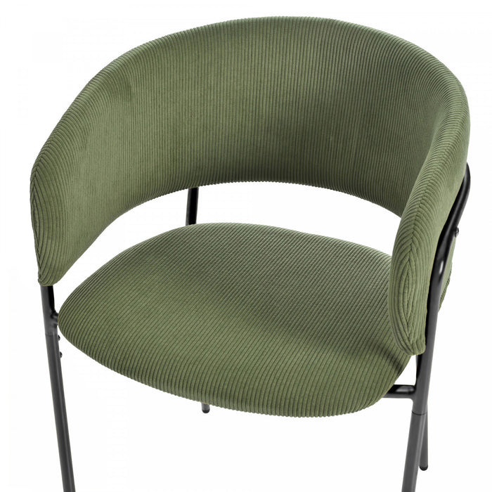Ethan Ensemble de 4 chaises d’appoint modernes avec assise en velours cotele, pieds inclines et pieds reglables, vert