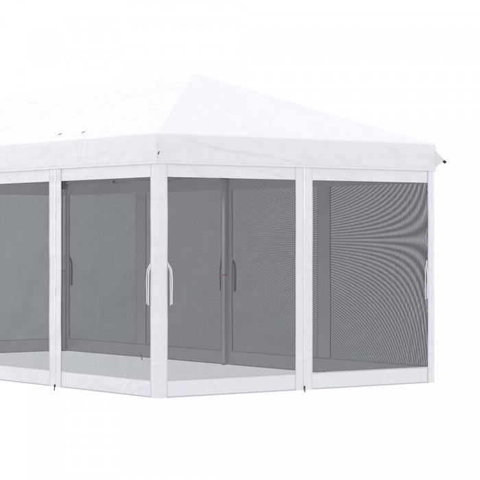 Outsunny Tente 10' X 20', Auvents Instantanes Avec 6 Parois Laterales En Maille Amovibles, Sac De Transport, Blanc Creme
