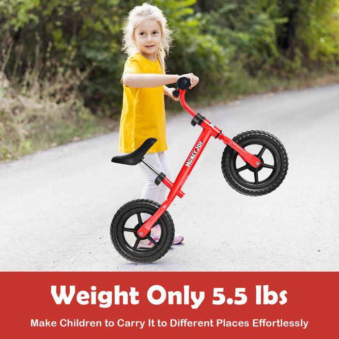 Honeyjoy Enfants Equilibre Velo Pas Pedale Velo D'entrainement W / Guidon Reglable Et Siege Rouge