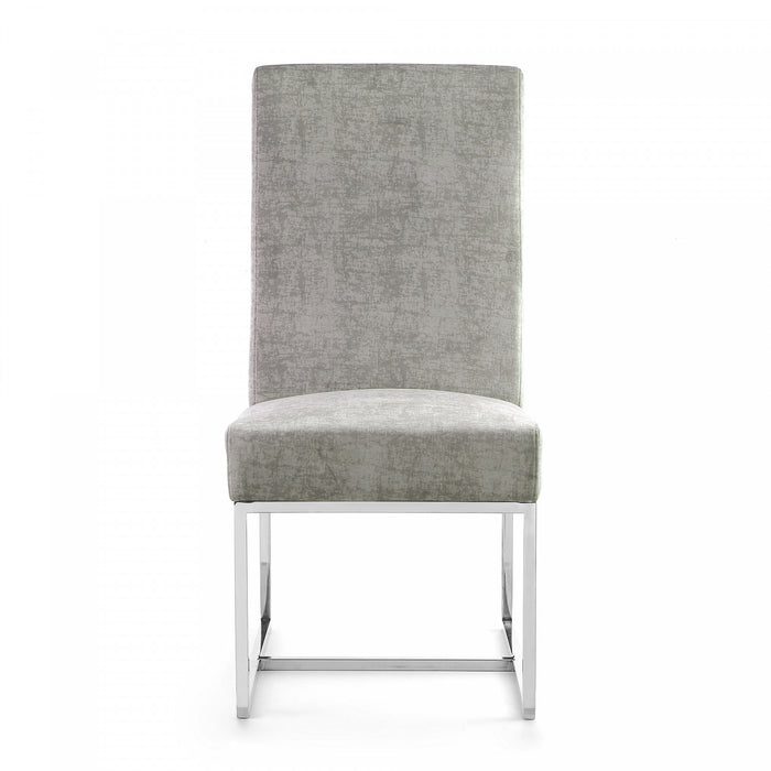 Chaise de salle a manger moderne Element en velours et metal acier - Lot de 2