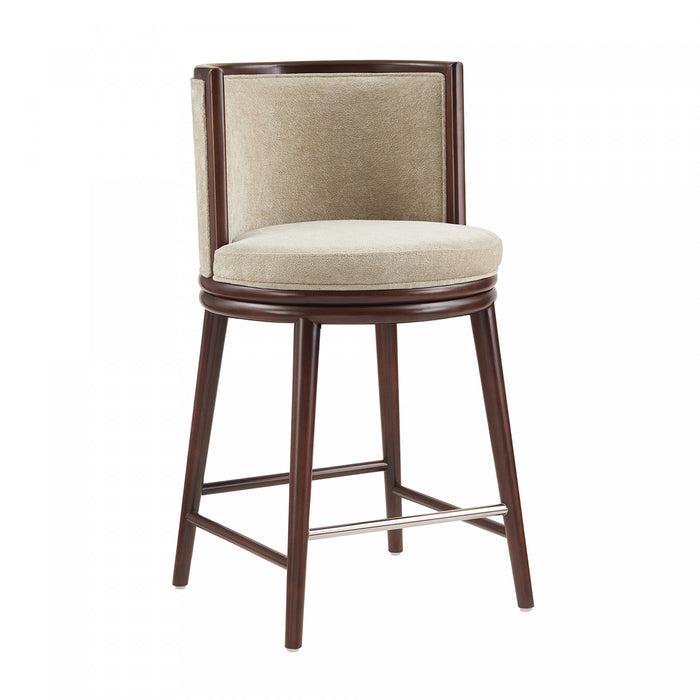 Tabouret de comptoir moderne en bois et tissu Evalyn, naturel - Lot de 3