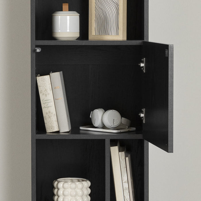 Liora Bibliotheque Etroite 5 Tablettes - Chene Noir