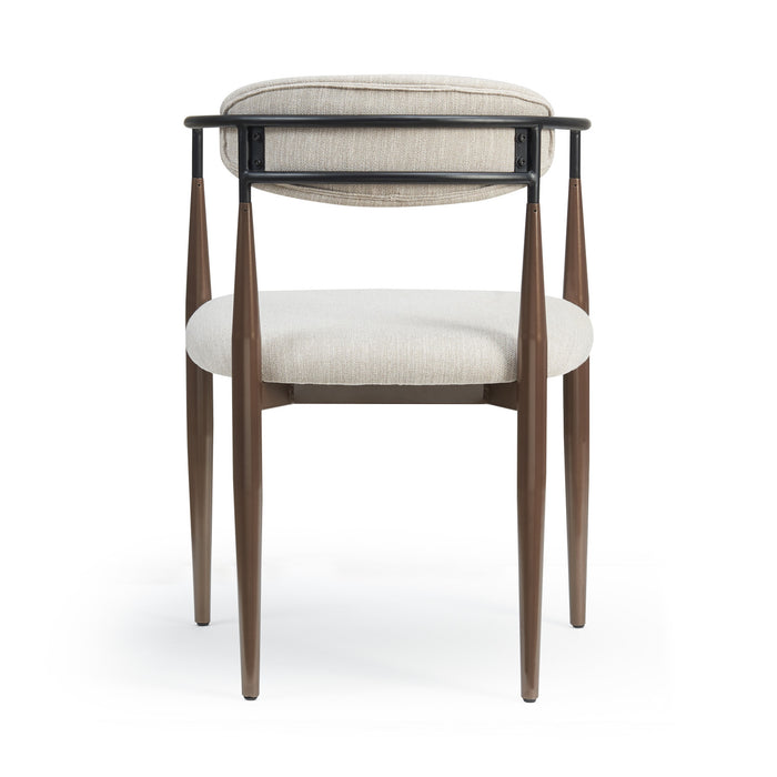 Ensemble De 2 Chaises De Salle À Manger Mila Avec Tissu Rembourré Et Structure Métallique - Beige Et Noyer