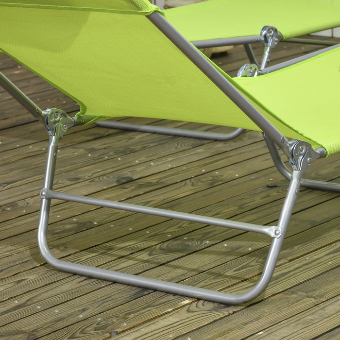 Outsunnychaise Longue Pliante 2 Pcs, Chaises De Piscine Inclinables, Vert