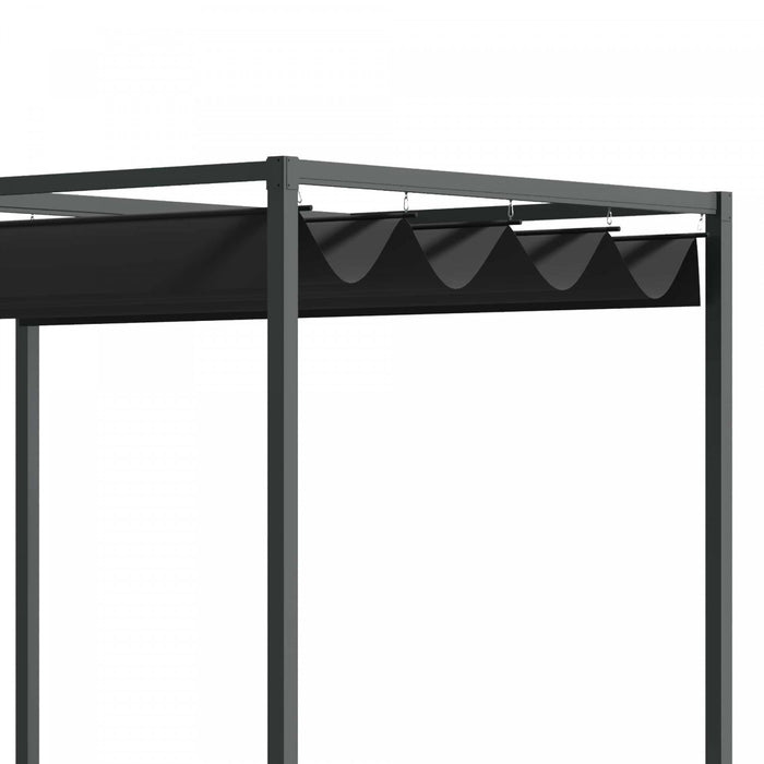 Outsunny 10 X 7ft Pergola Gazebo Avec Auvent Retractable Patio Exterieur Abri Soleil Jardin Tissu Resistant A L'eau Noir