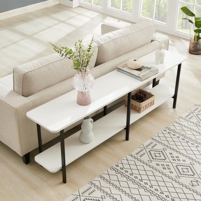 Console contemporaine moderne Celine 180 cm en blanc (2 etageres)