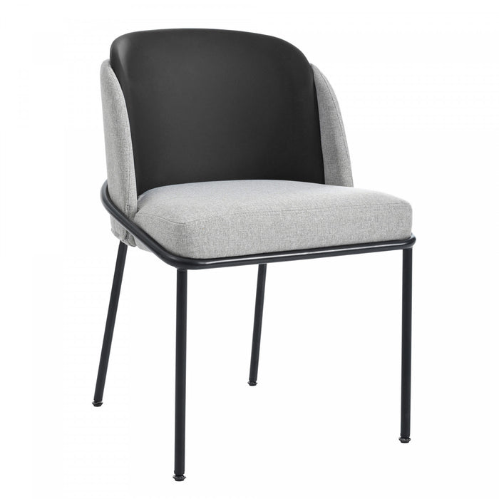 Olivia Ensemble de 2 chaises de salle a manger modernes avec pieds inclines et pieds reglables, noir et gris