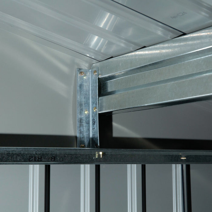 Outsunny 9' X 6' Abri De Rangement En Metal Avec Double Portes Coulissantes, 4 Bouches D'aeration Pour Jardin, Terrasse, Pelouse, Gris Fonce