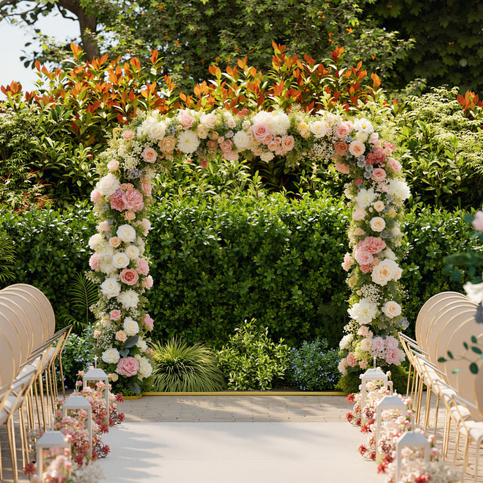Outsunny Arche de Mariage, Arche Carree de 6.6 pi, Structure Doree