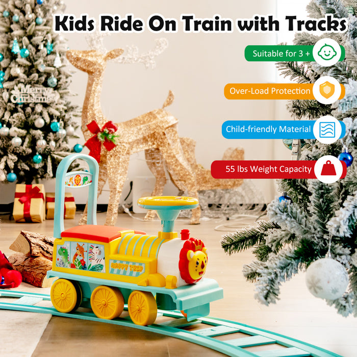 Jouet De Train Motorise Electrique 6v Pour Enfants Sur Train Avec Piste Et 6 Roues Bleue