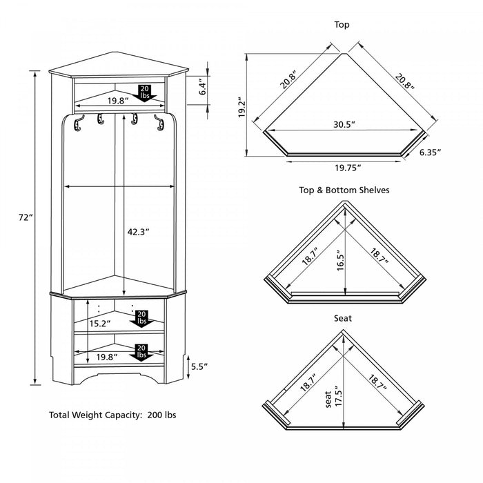 Portemanteau en coin Prepac - blanc