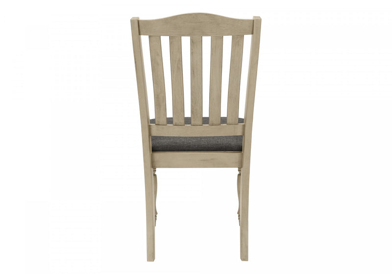 Ensemble de 2 chaises de salle à manger de style transitionnel avec tissu gris antique et pattes en bois pour la cuisine et la salle à manger