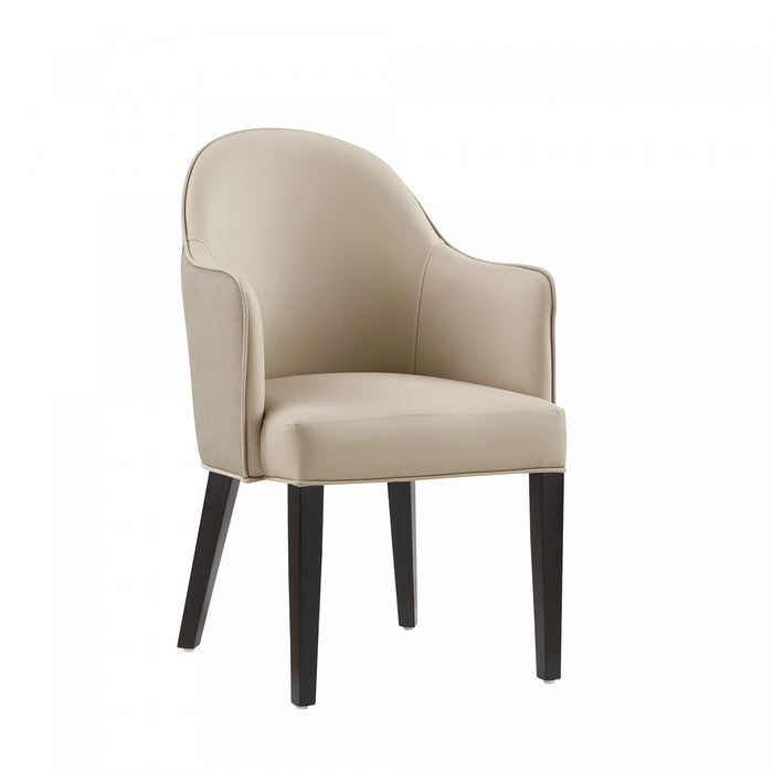 Fauteuil Hillman Moderne en Bois, Similicuir et Velours couleur Sable