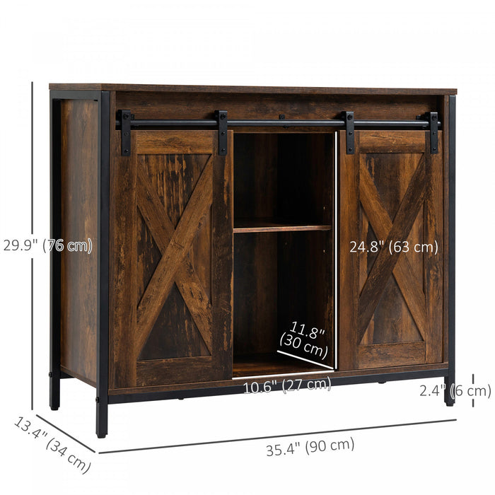 HOMCOM Buffet Industriel avec Portes Grange Brun Rustique