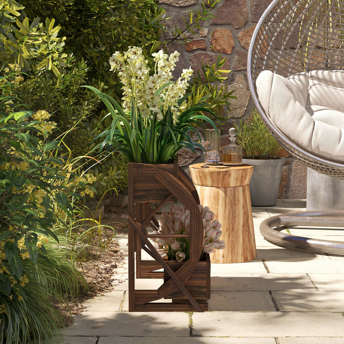 Outsunny Lit De Jardin Sureleve A 2 Niveaux, Boites De Jardinieres En Bois Avec Trous De Drainage, Pour Legumes, Fleurs, Herbes