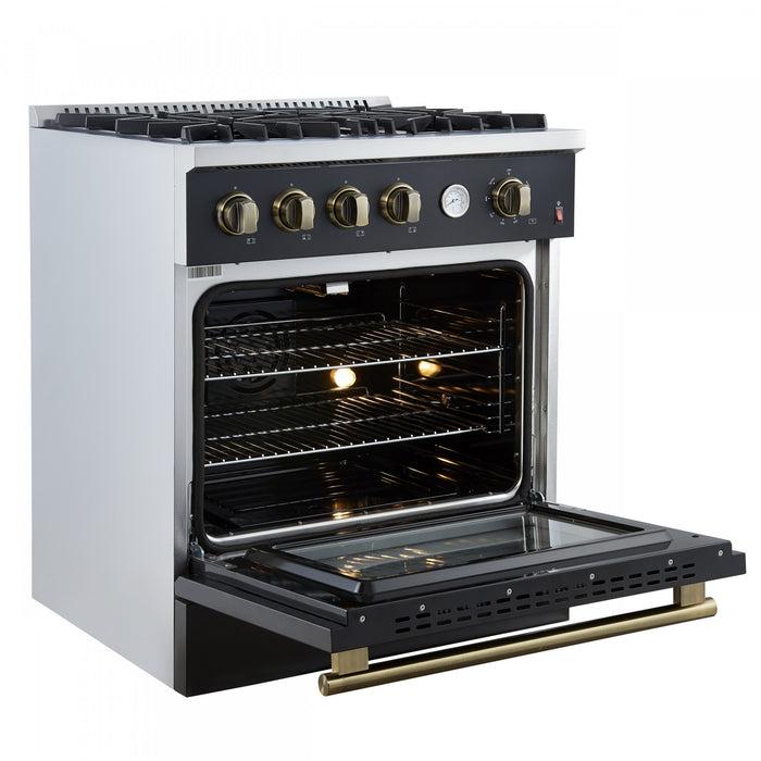 Cuisiniere a gaz Marco 30 pouces noire, 4,32 pi³ – FFSGS6277-30BLK