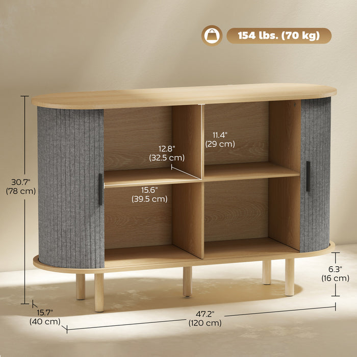 HOMCOM Buffet moderne 47\" avec portes coulissantes a tambour, gris
