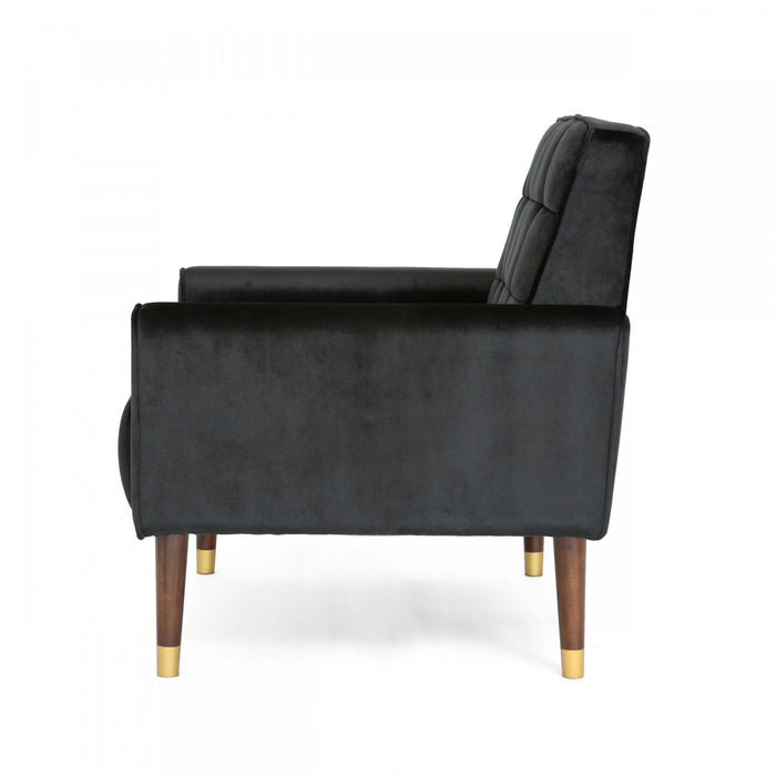 Lucas Fauteuil D’appoint Moderne Avec Dossier Capitonne, Revetement En Polyester, Noir
