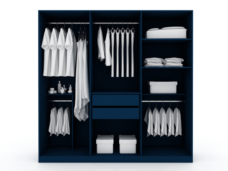 Armoire contemporaine moderne Gramercy 208 cm en bleu minuit