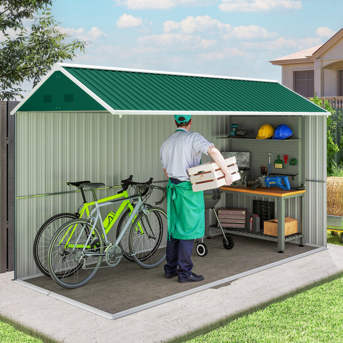 Outsunny Abri de Jardin Metallique 12' x 5,5' avec Porte Verrouillable Vert
