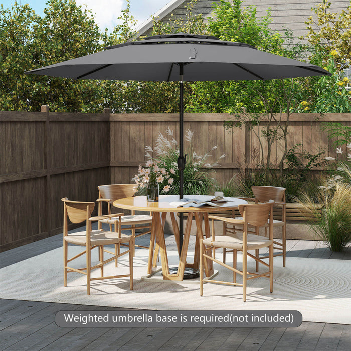 Costway Parasol de patio ventile a 3 niveaux de 10 pieds, grand parasol de table de marche, ombre solaire exterieure gris