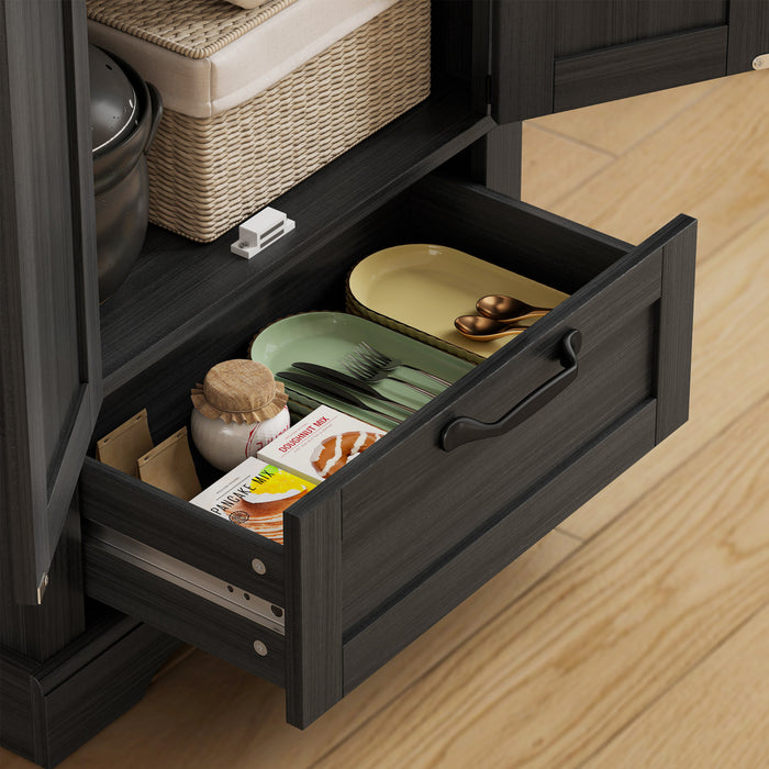 HOMCOM Armoire de rangement 71 po, 2 portes, noir