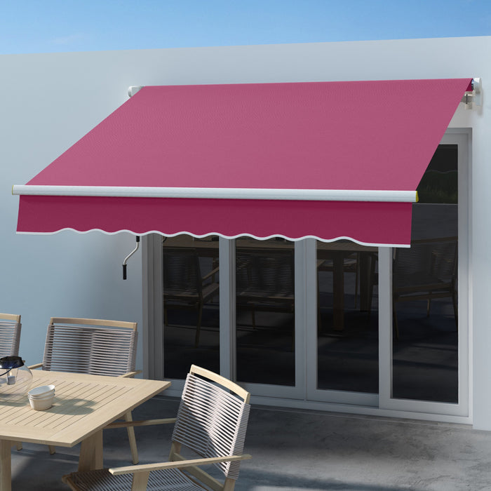 Outsunny Auvent Retractable 8' X 6.5' Avec Lumieres Led, Uv40+, Rouge Vin