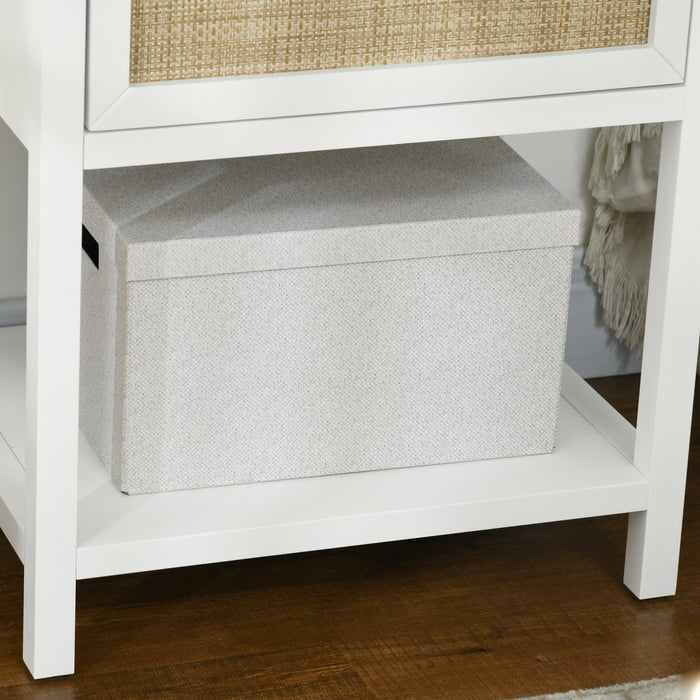HOMCOM Table de chevet avec tiroir, etagere ouverte et element en rotin