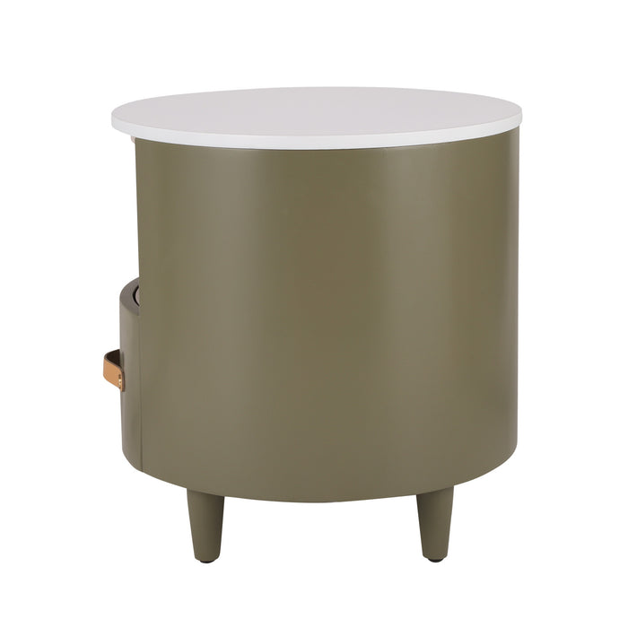 La table de nuit moderne Olivia au design incurve avec tiroir de rangement, couleur verte