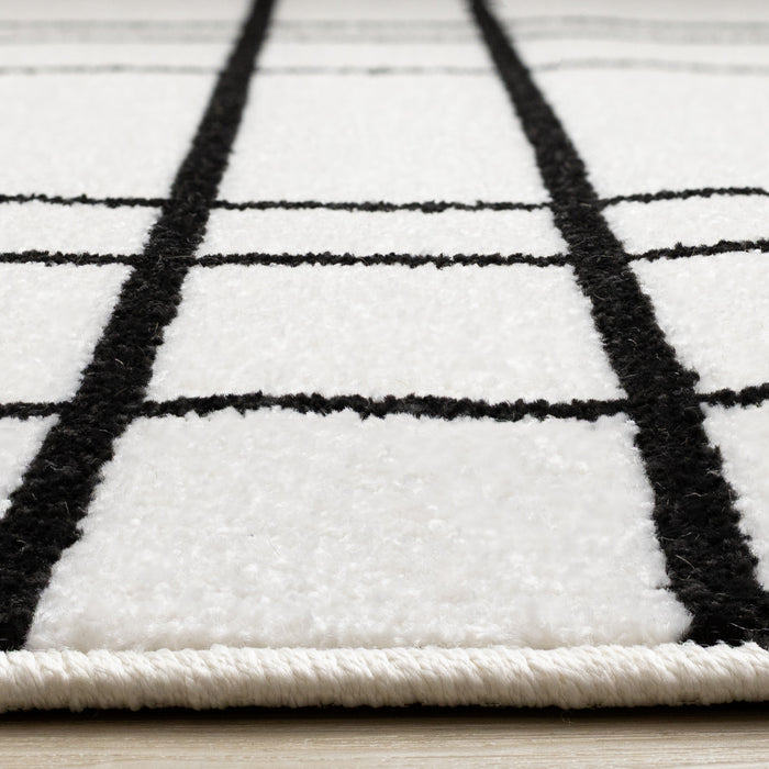 Tapis Covington a carreaux gris et blanc, 6'7\" x 9'10\"