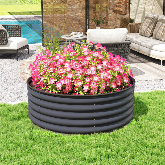 Outsunny Jardiniere en metal, boite de jardin 4 x 4 x 1,5 pi gris fonce