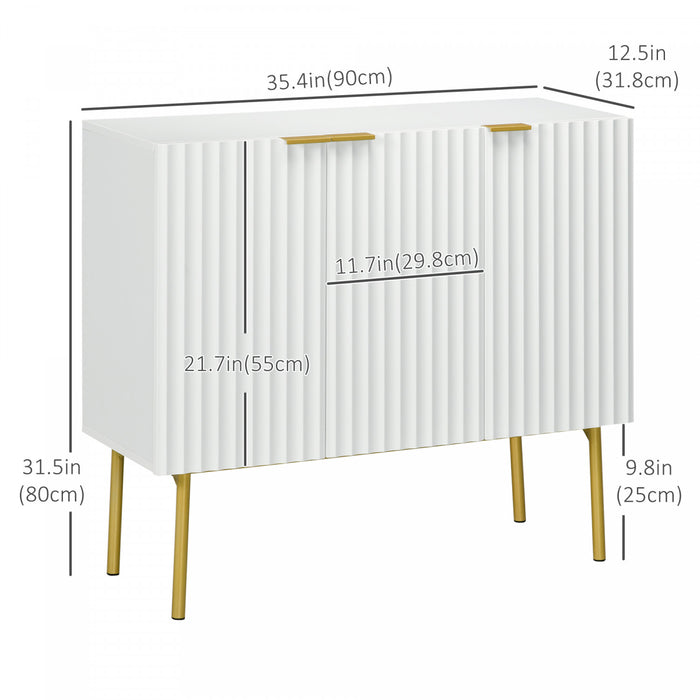HOMCOM Meuble d'appoint avec pieds dores pour salle a manger couloir, blanc