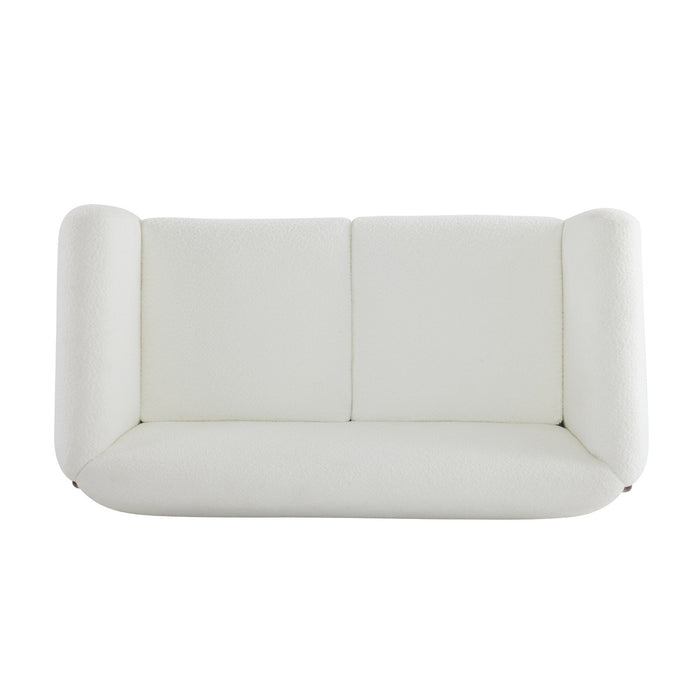 Lillian Canape deux places moderne en bois massif avec revetement en boucle, assise confortable, beige