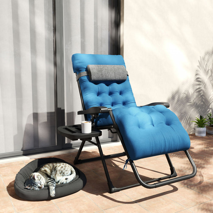 Outsunny Chaise Rembourree, Chaise Inclinable Pliante, Bleu Marine