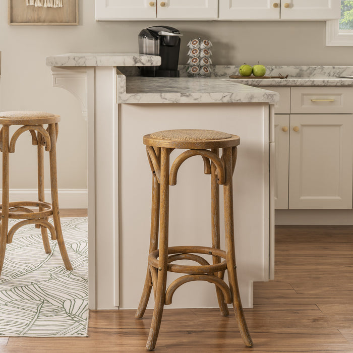 Tabouret bar Rae en rotin et sans dossier - naturel