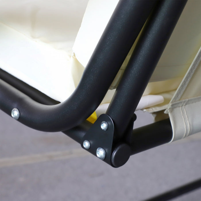 Outsunny 3 Places Patio Swing Chair Convertible Lit Rembourre Porche Exterieur Avec Auvent Et Oreiller