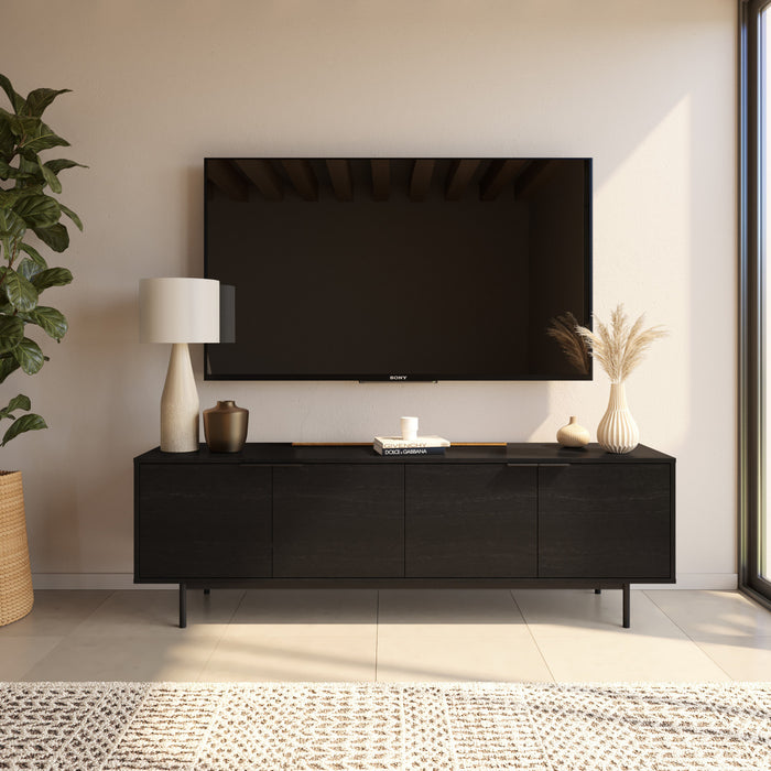 Meuble pour téléviseur Hamilton de Nordika de 70 po avec 4 armoires de rangement - noir