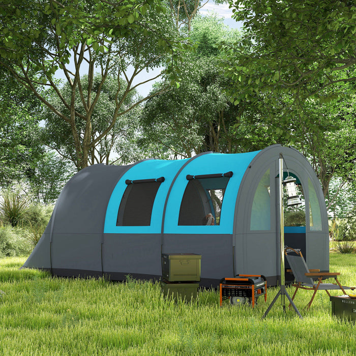Outsunny Tente De Camping 5-6 Personnes, Tente Familiale Etanche, Gris/bleu
