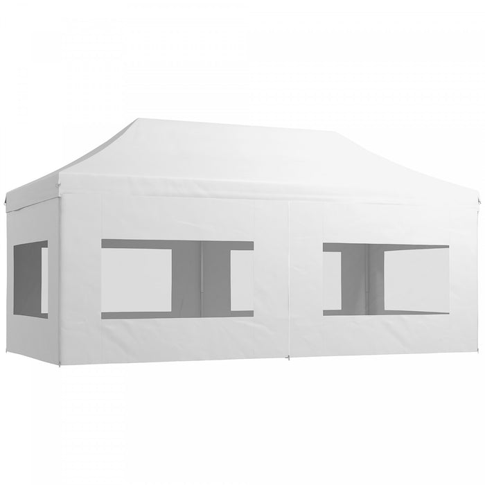 Outsunny Abri De Tente Instantane 20' X 10' Auvent Escamotable, Blanc