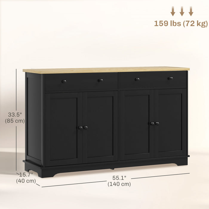 HOMCOM Buffet avec tiroirs de rangement et etageres reglables, noir
