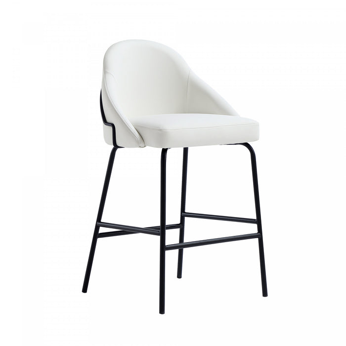 Tabouret de comptoir moderne en metal Gracie, rembourre, blanc et noir